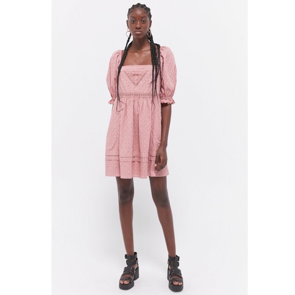 Urban Outfitters | Embroidered Puff Sleeve Babydoll Dress - Picture 7 of 7